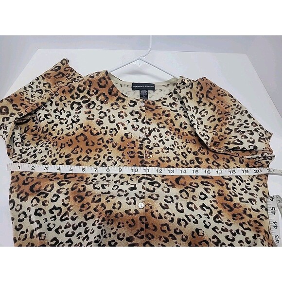 Spenser Jeremy Cheetah Print Silk Blend Crew Neck Button Down Cardigan Size XL - Picture 6 of 11